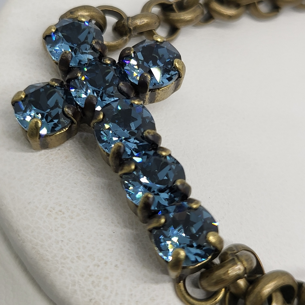 Dark Blue Crystal Cross Bracelet